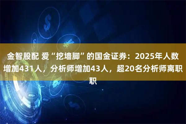 金智股配 爱“挖墙脚”的国金证券：2025年人数增加431人，分析师增加43人，超20名分析师离职